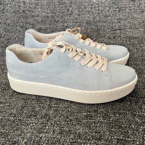 NEW Born 9 Platform Sneakers Faded Denim Blue Suede Lace Up White Sole Women’s